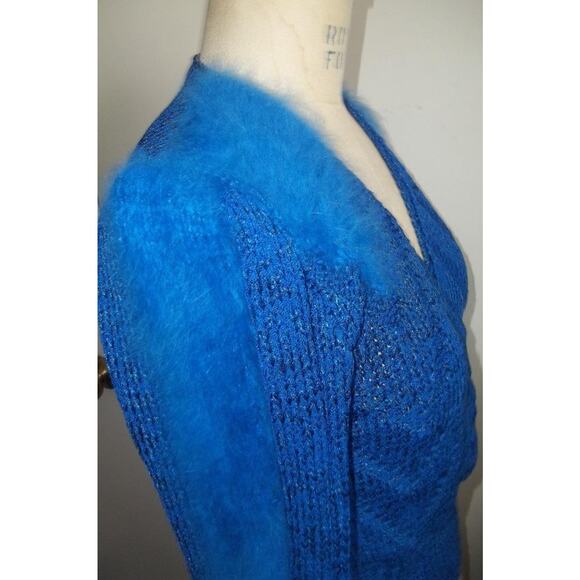 Vintage 80's Handmade Cobalt Blue Knit Sweater - Picture 5 of 10